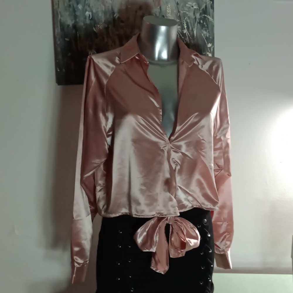 S Satin Baby Pink Shirt Franco